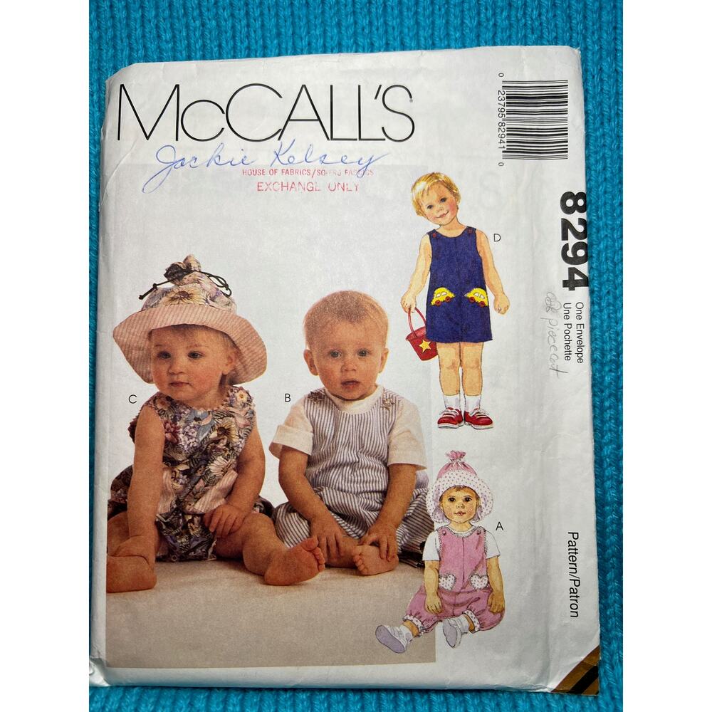 McCalls 8294 Sewing pattern baby romper with snap crotch